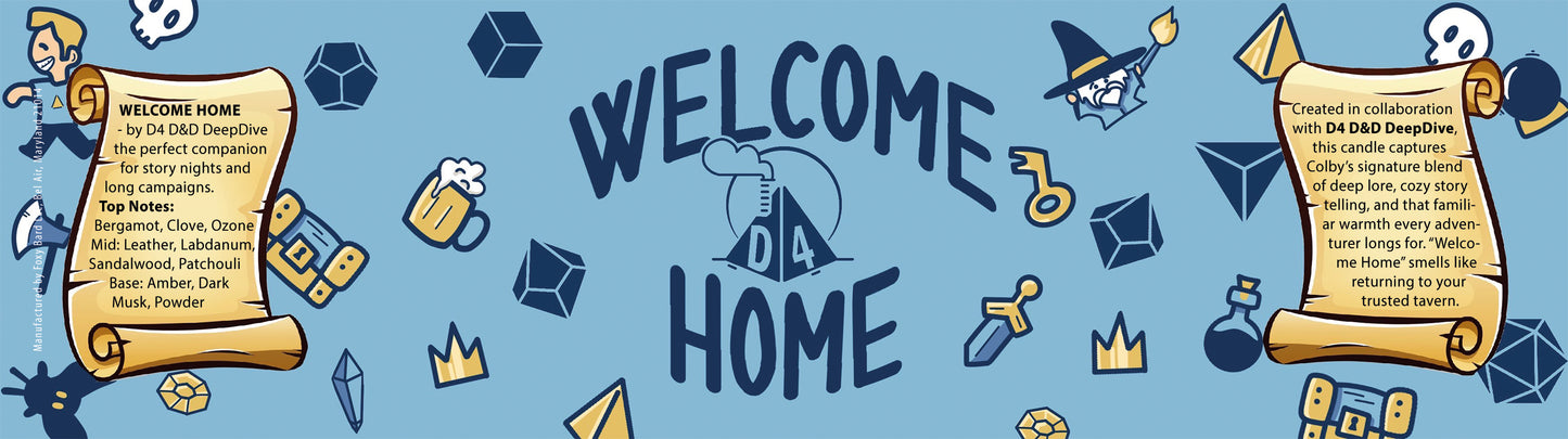 Welcome Home d4 D&D Deep Dive Scented Candle with Surprise D20 Dice