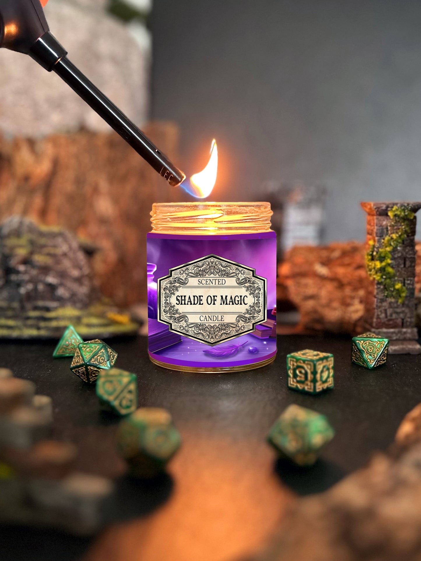 DianaOfTheRose Shade of Magic Scented Candle with Surprise D20 Dice