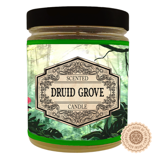 DianaOfTheRose Druid Grove Scented Candle with Surprise D20 Dice