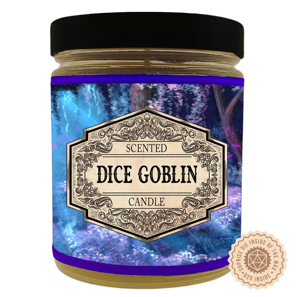 TaylorsTavernTales Dice Goblin Scented Candle with Surprise D20