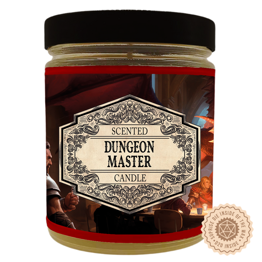Scented Candle Dungeon Master with Surprise D20 Dice