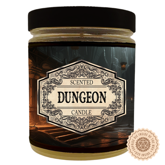 Scented Candle Dungeon with Surprise D20 Dice