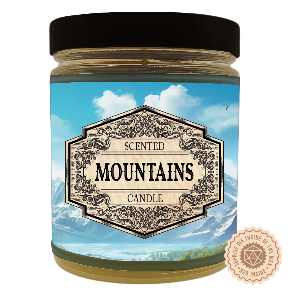 Scented Candle Mountains with Surprise D20 Dice