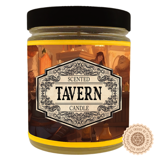 Scented Candle Tavern with Surprise D20 Dice