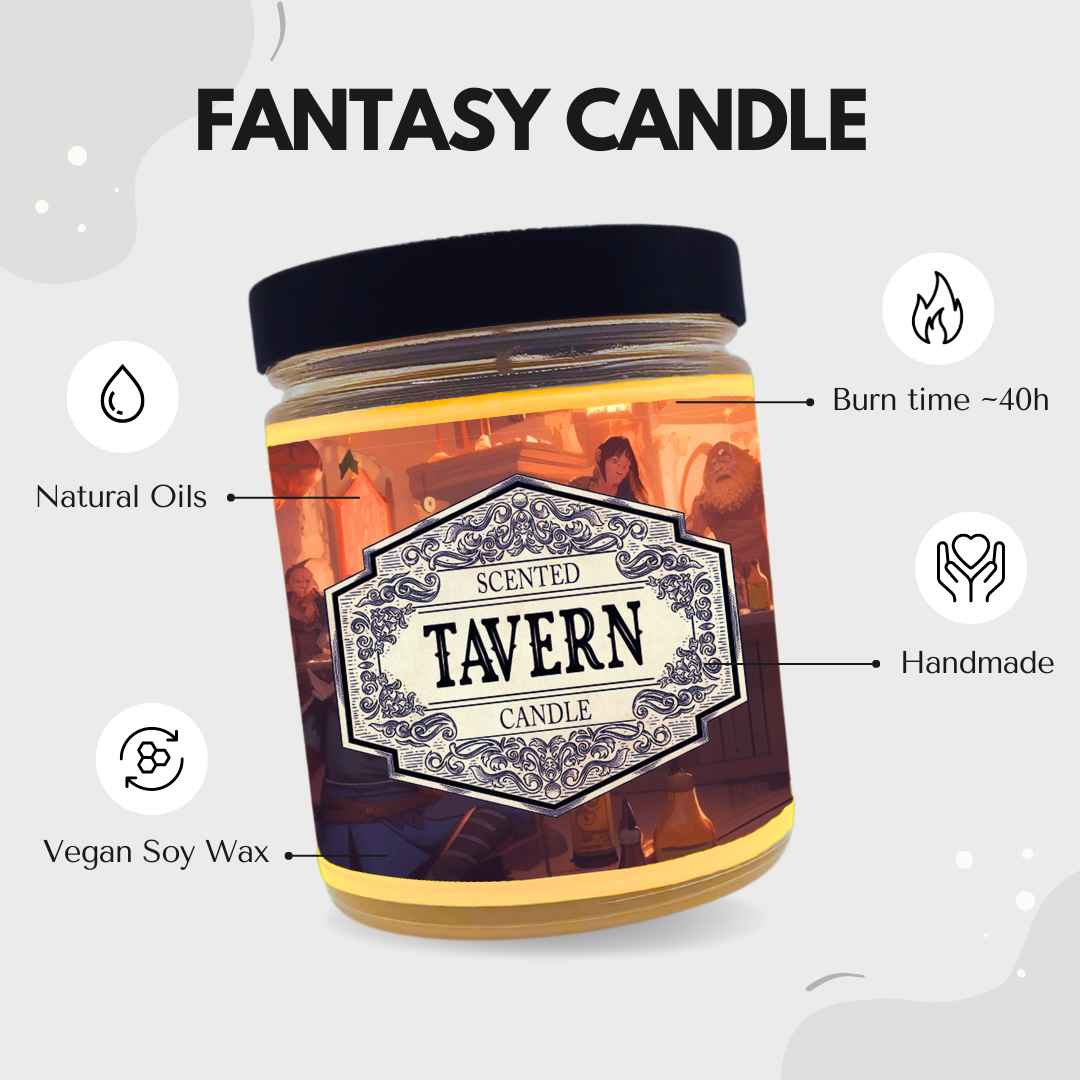 Scented Candle Tavern with Surprise D20 Dice