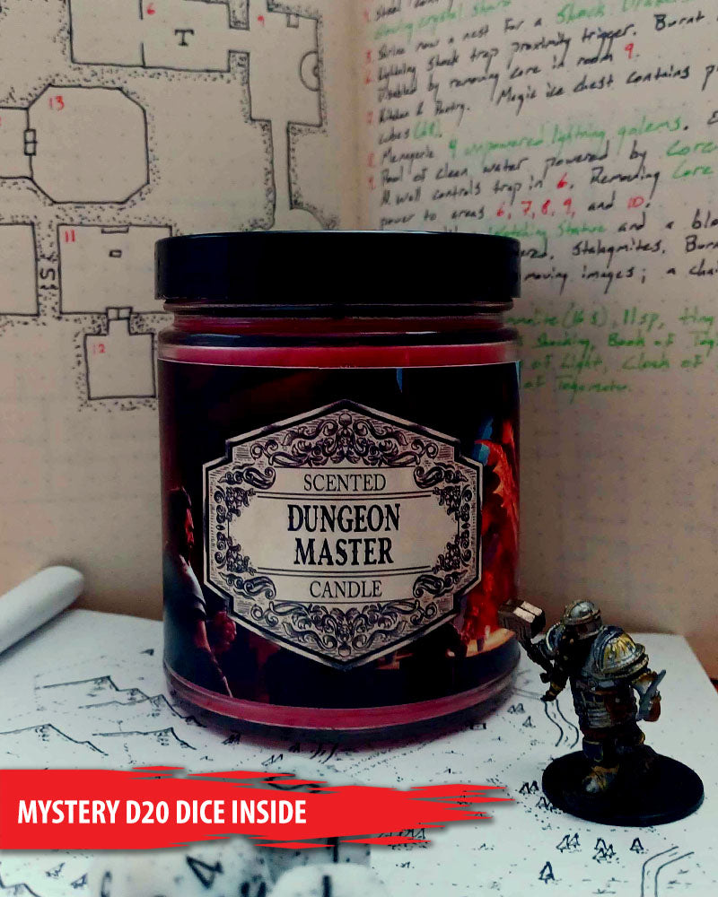 Scented Candle Dungeon Master with Surprise D20 Dice