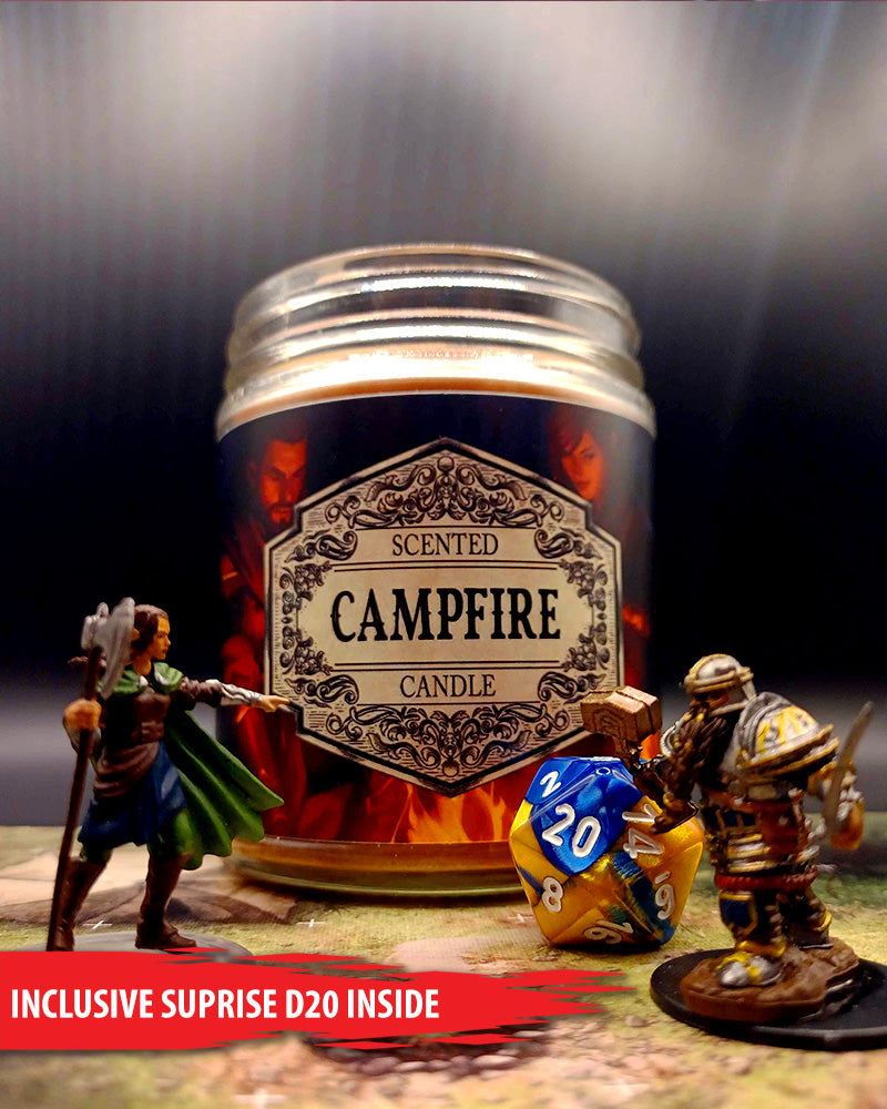 Scented Candle Campfire with Surprise D20 Dice