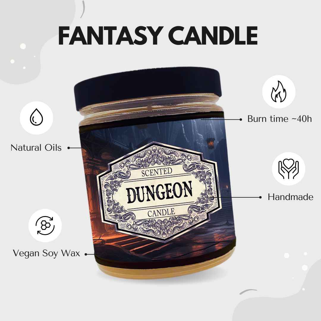 Scented Candle Dungeon with Surprise D20 Dice