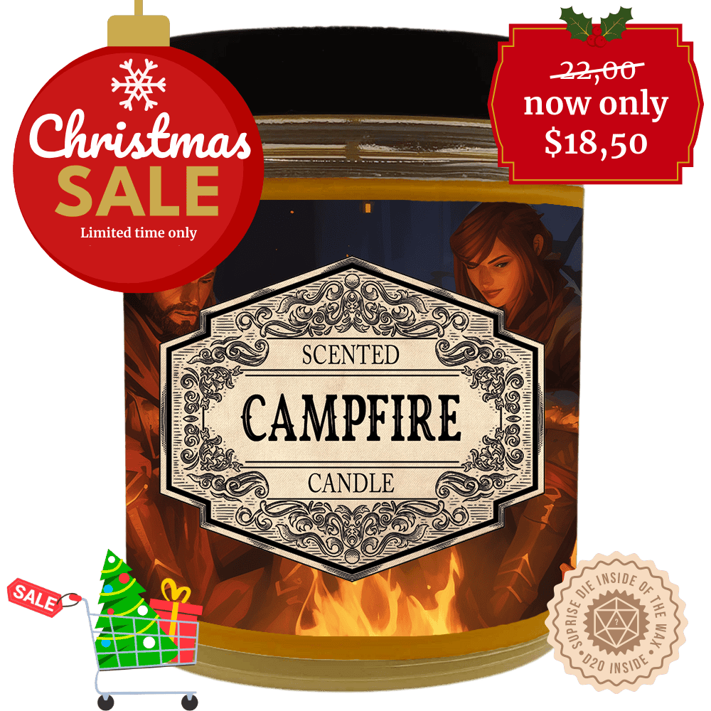 Scented Candle Campfire with Surprise D20 Dice