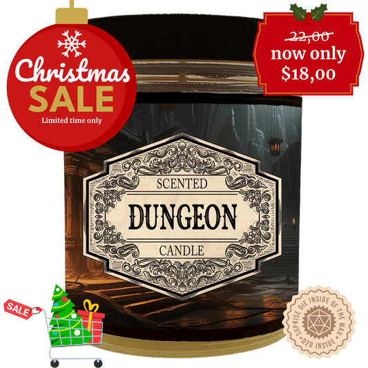 Scented Candle Dungeon with Surprise D20 Dice