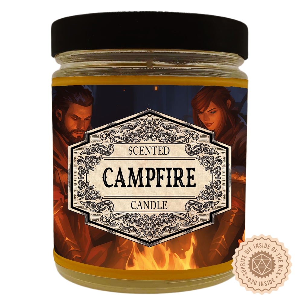 Scented Candle Campfire with Surprise D20 Dice