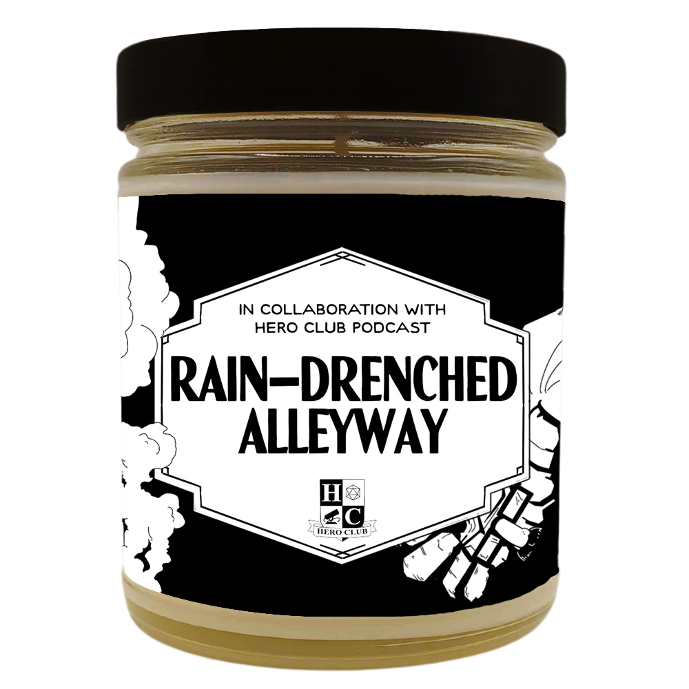 Rain-Drenched Alleway Scented Candle with Surprise D20 Die | Hero Club