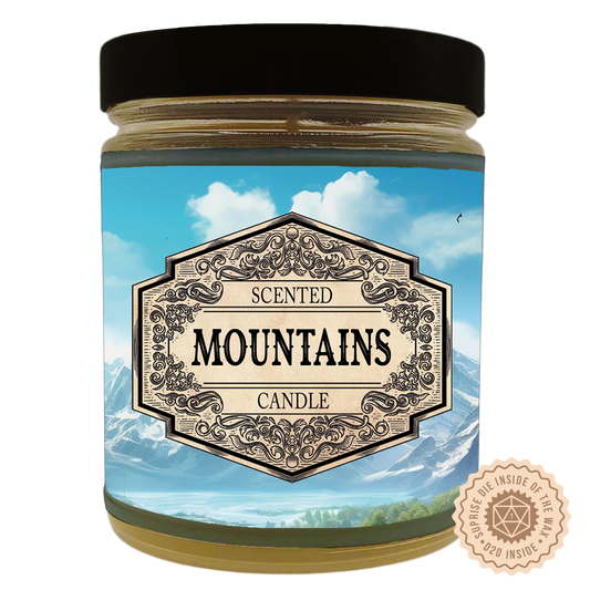 Scented Candle Mountains with Surprise D20 Dice